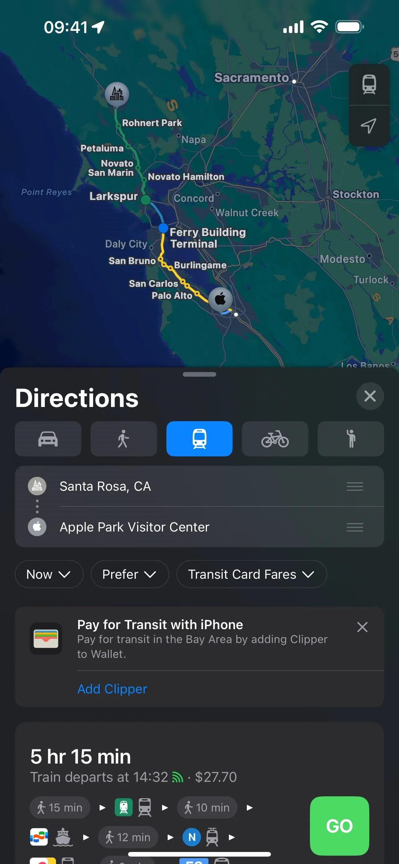 Directions displayed on a mobile device screen.