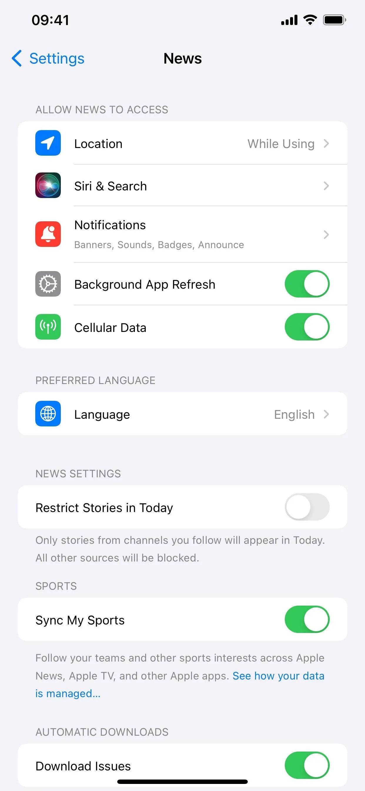 Smartphone settings screen showing app notifications and background app refresh options.