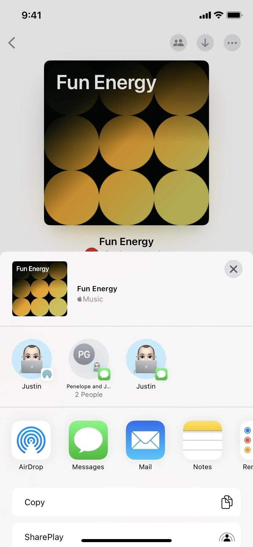 Album cover for "Fun Energy" featuring a pattern of yellow circles.