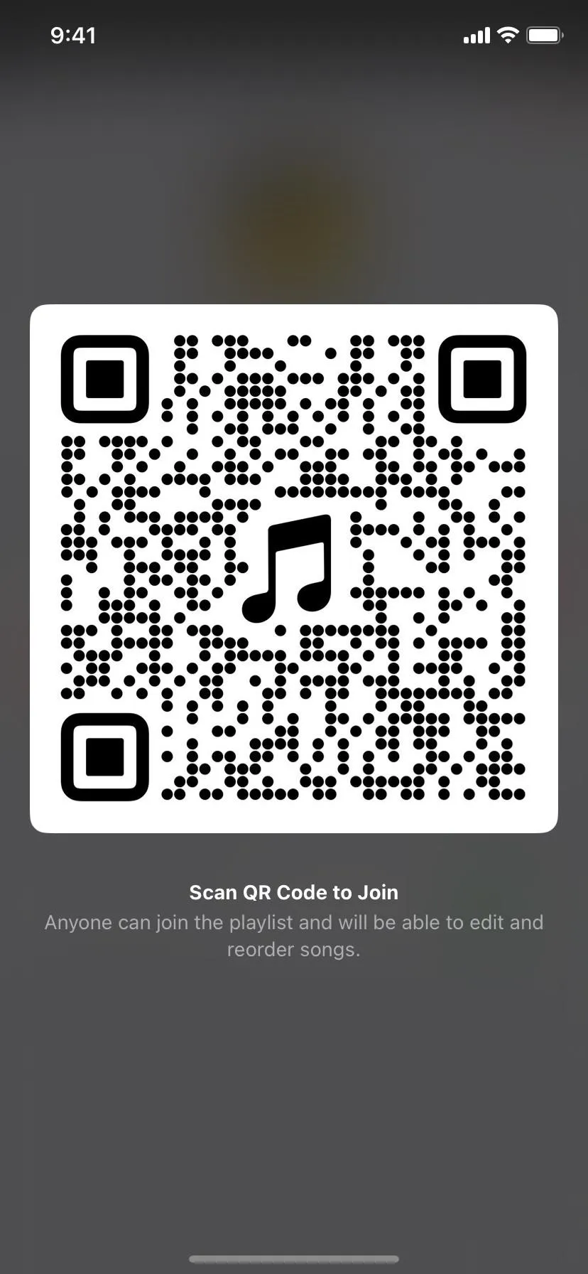 QR code for music link.