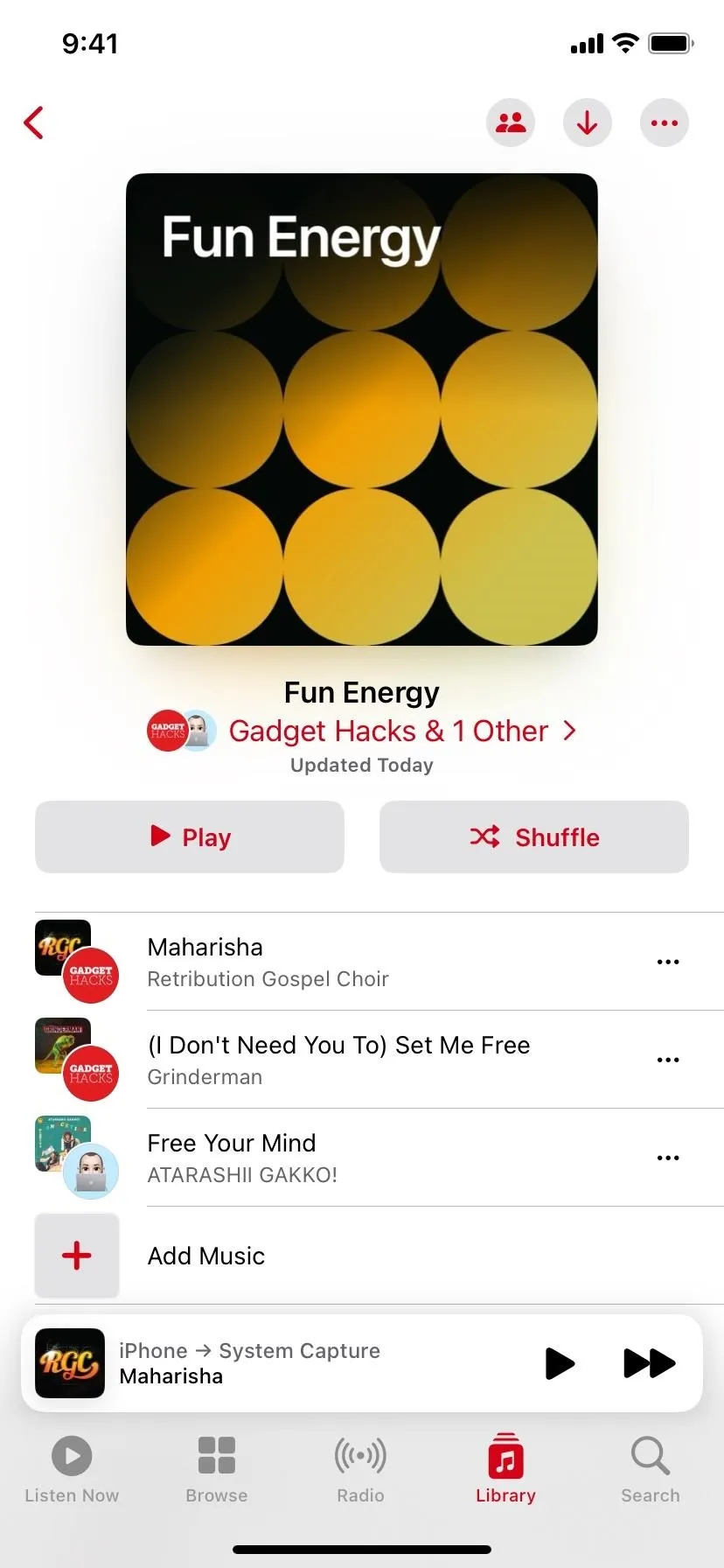 Album cover for "Fun Energy" featuring colorful circular designs.