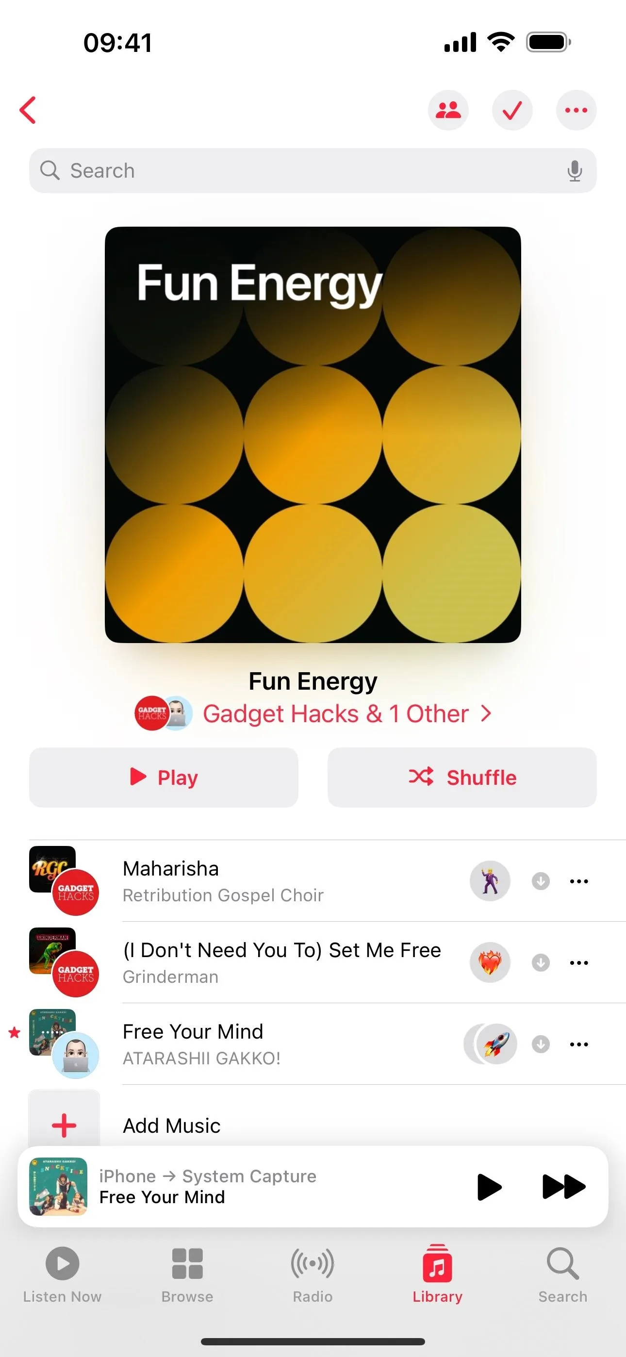 "Album cover for 'Fun Energy' featuring a yellow and black design."