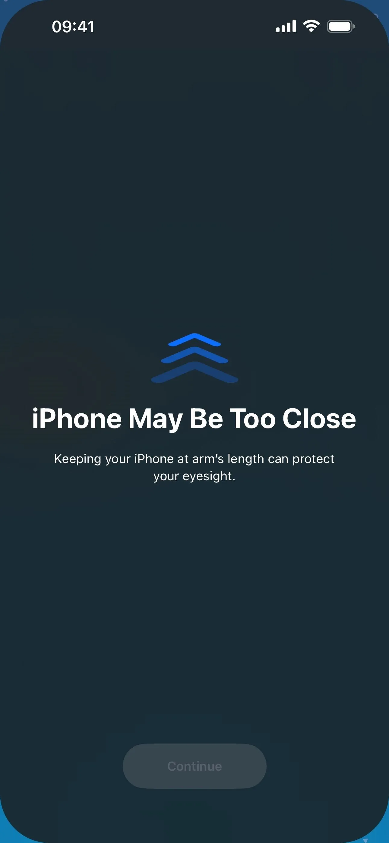 iPhone proximity warning screen