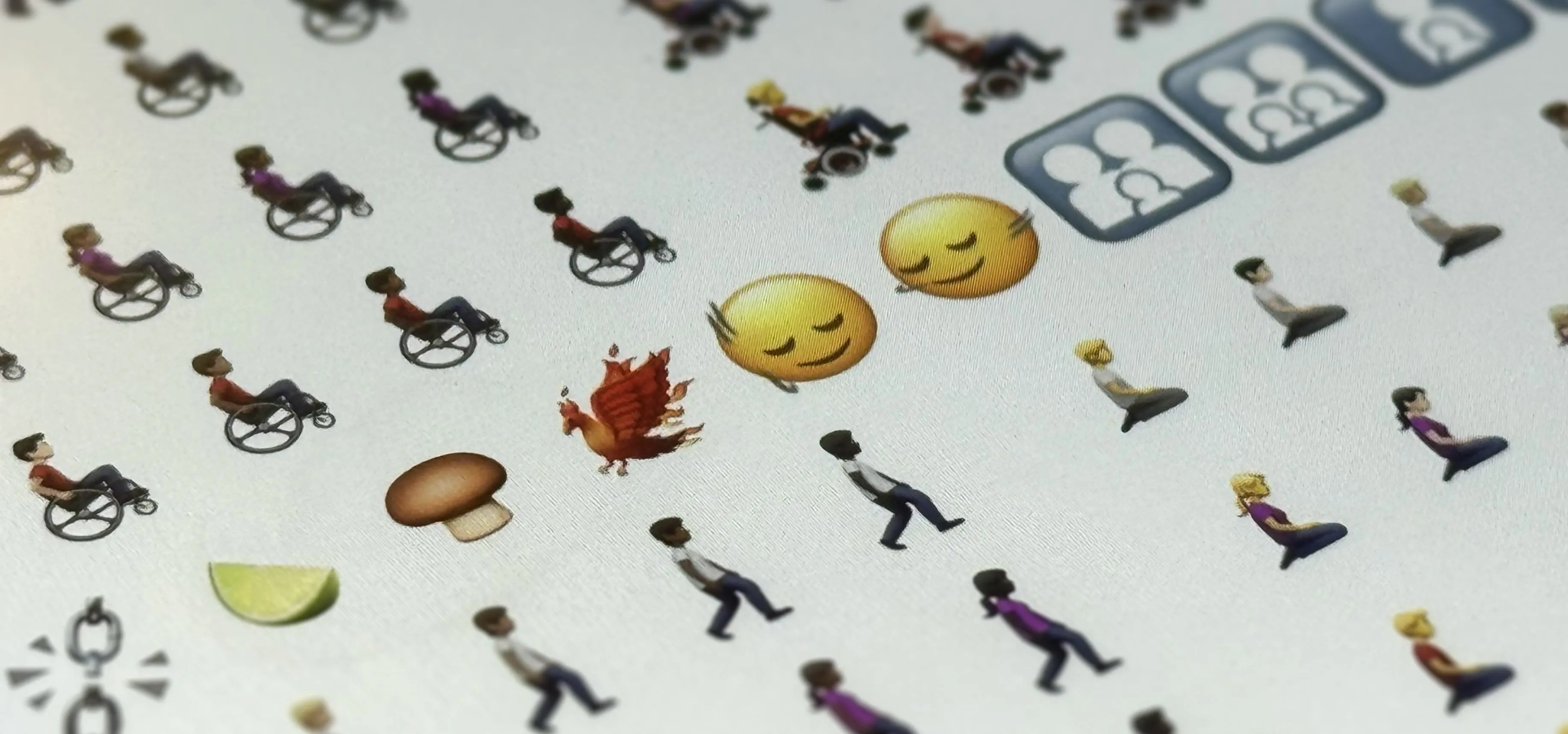 Emoji icons including various characters and objects on a digital interface.