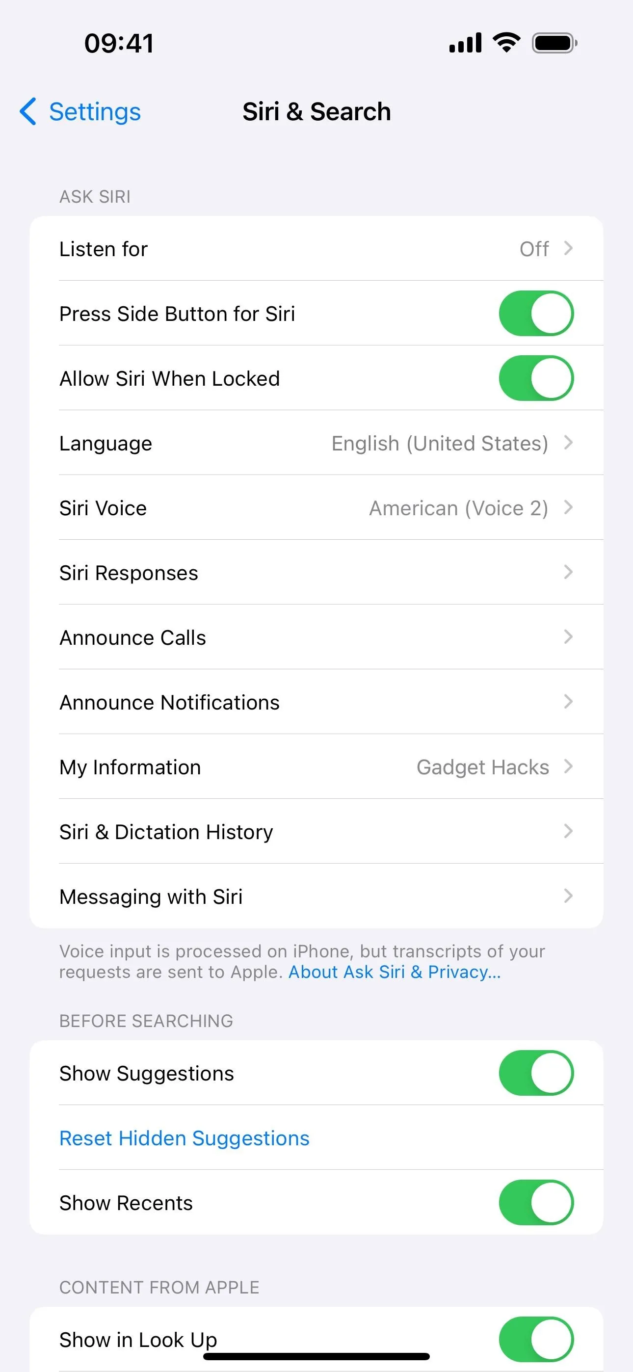 Settings menu on a mobile device showing account and privacy options.