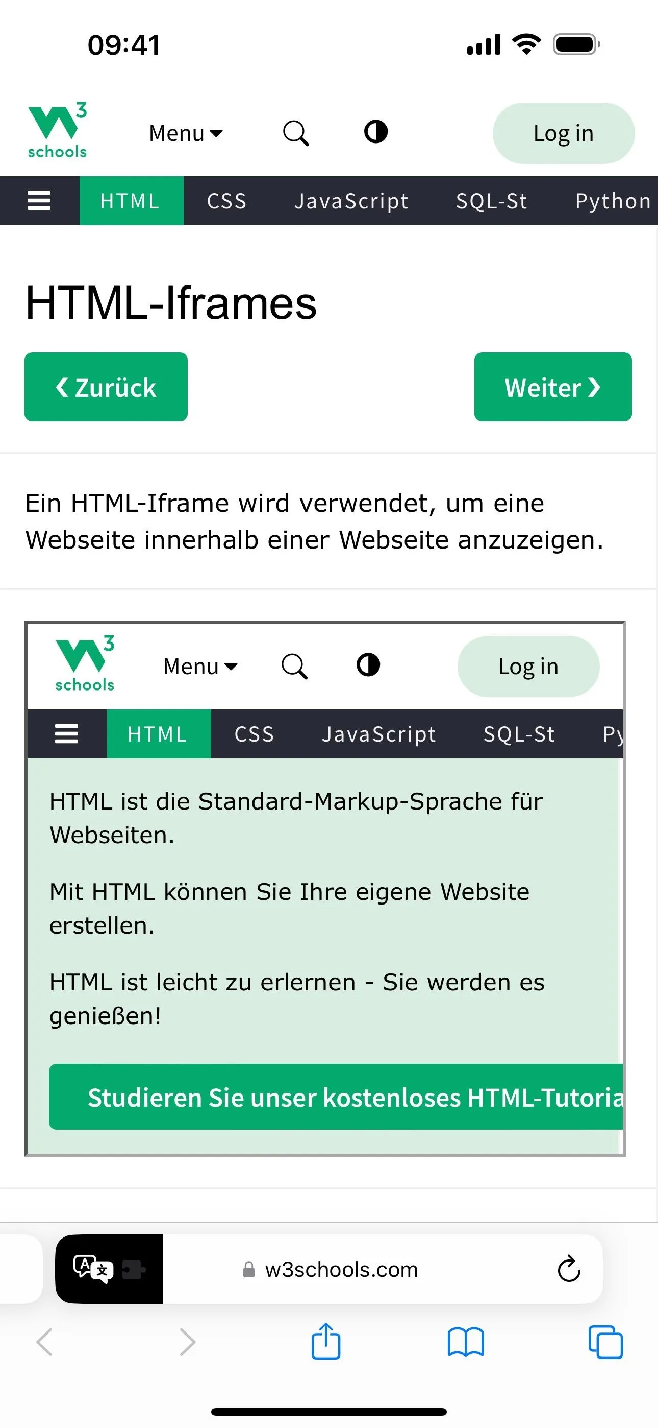 HTML frames explained on a mobile website.