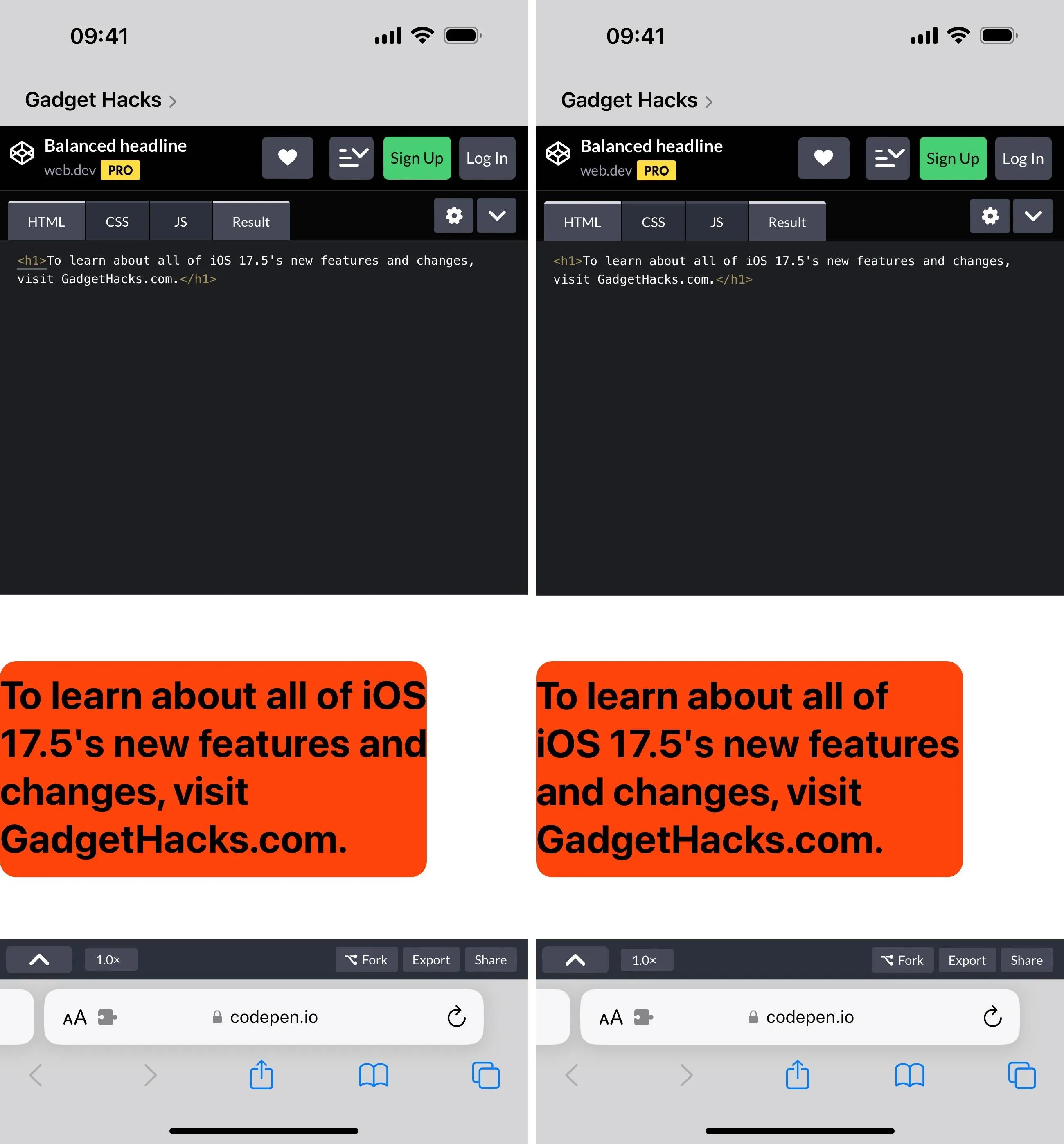 Screenshot of a mobile device displaying information about iOS 17.5 features and a website link.