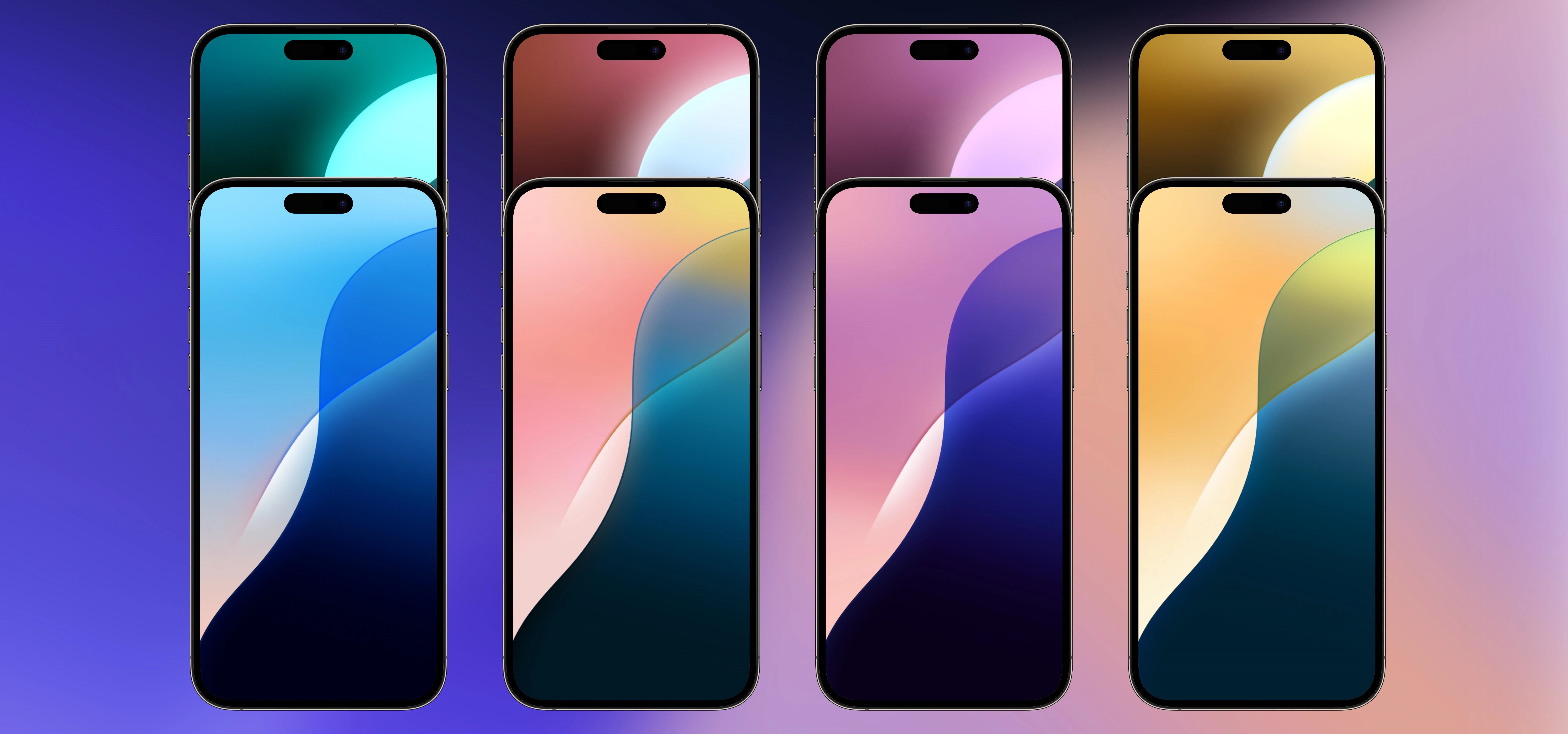 Smartphones showcasing various screen designs and colors.