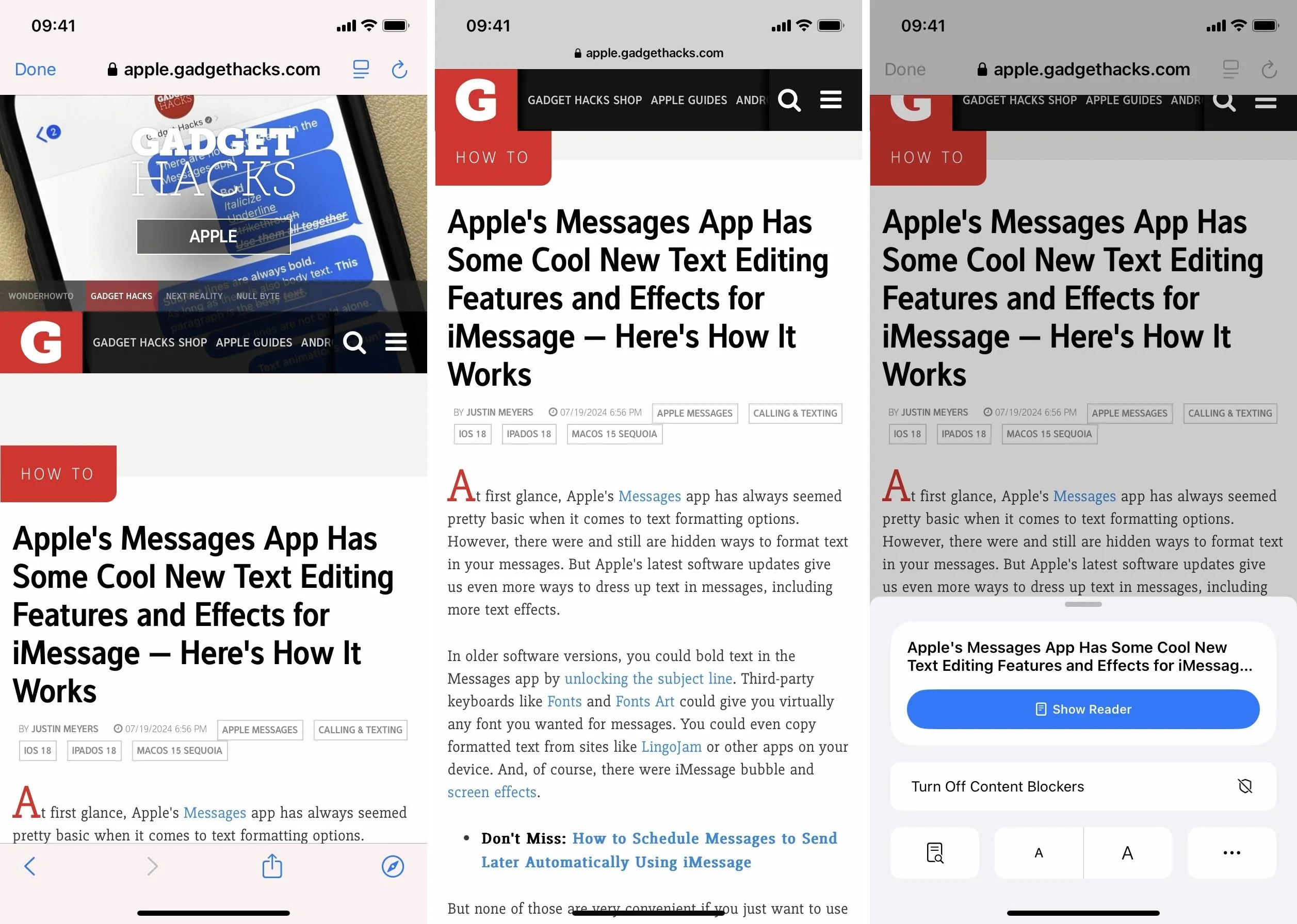 Apple's Messages app announcement with text editing features on mobile device screens.