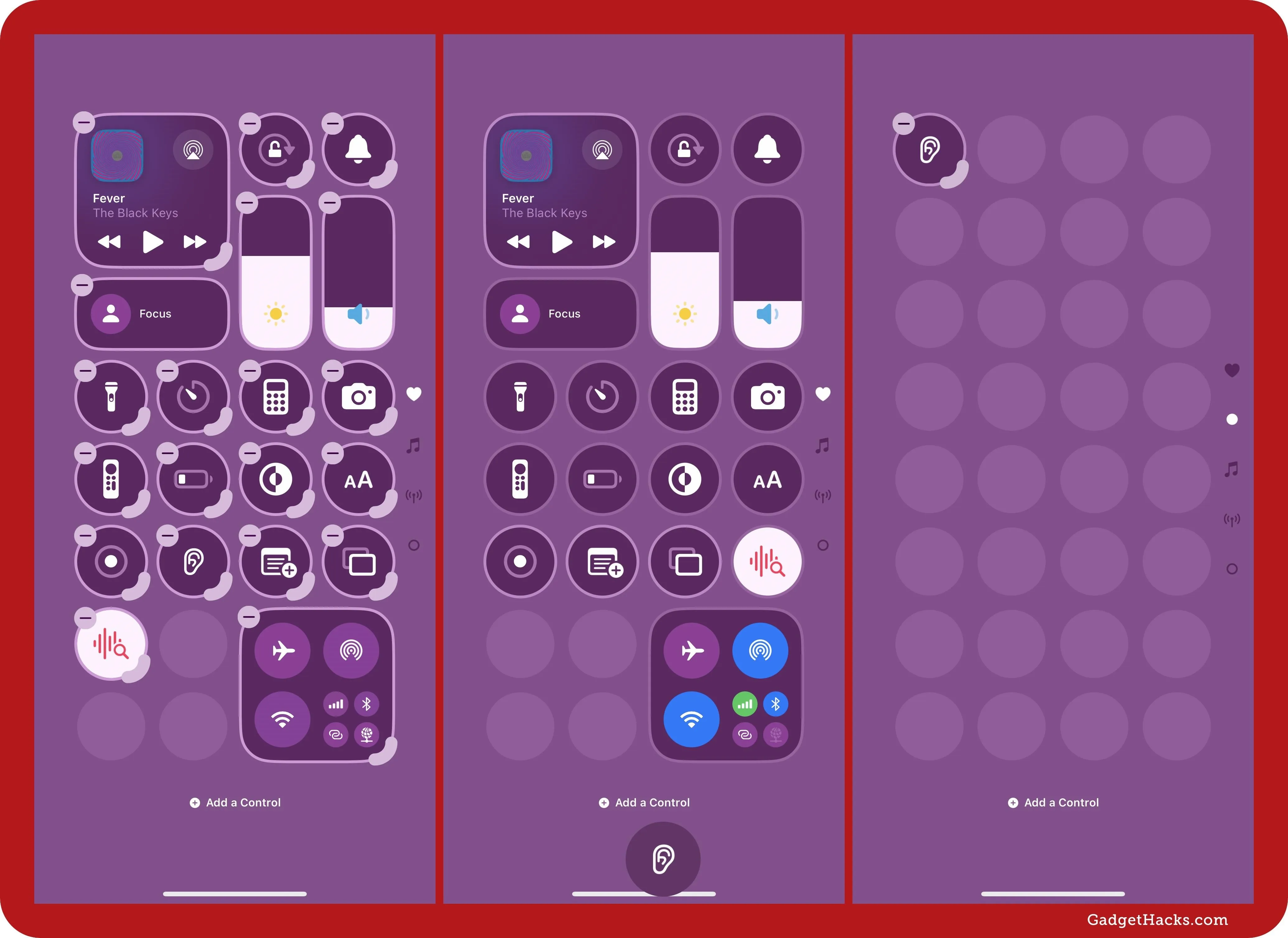 User interface layout featuring various buttons and controls on a purple background.
