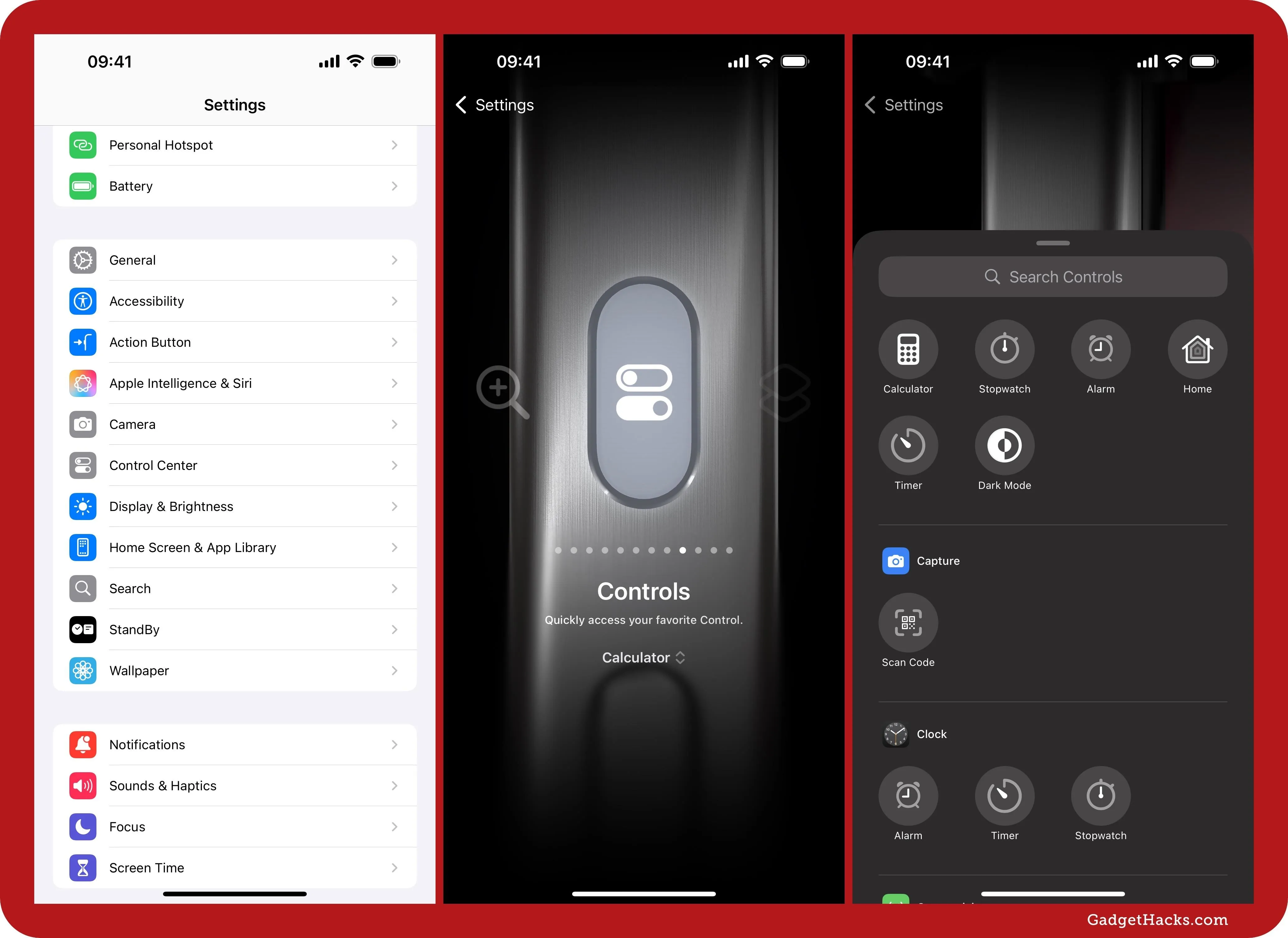 Screenshots of mobile device settings menu and controls.