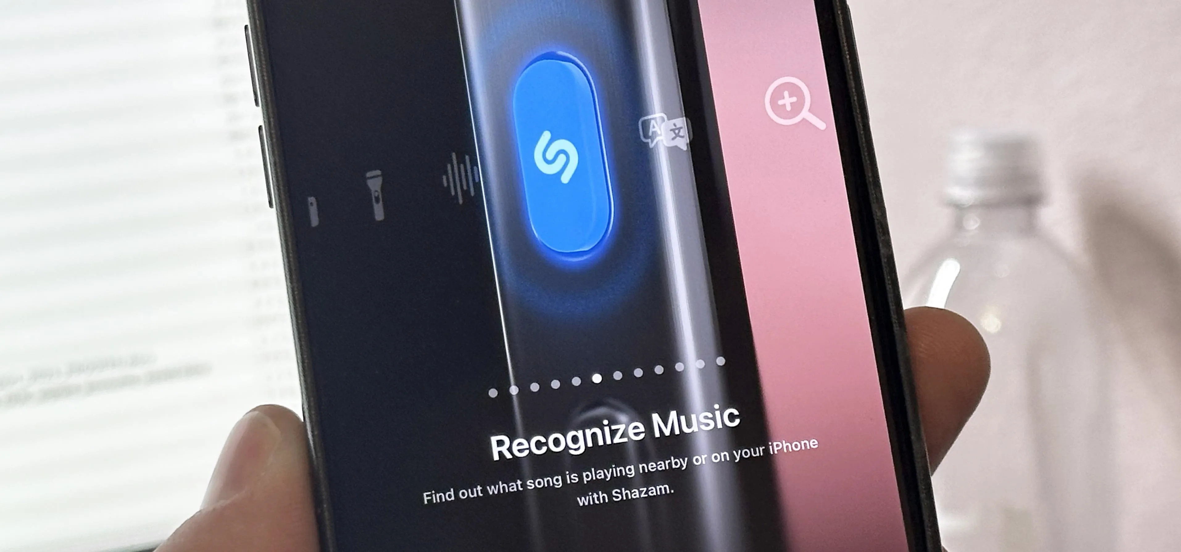 Smartphone displaying music recognition app interface.