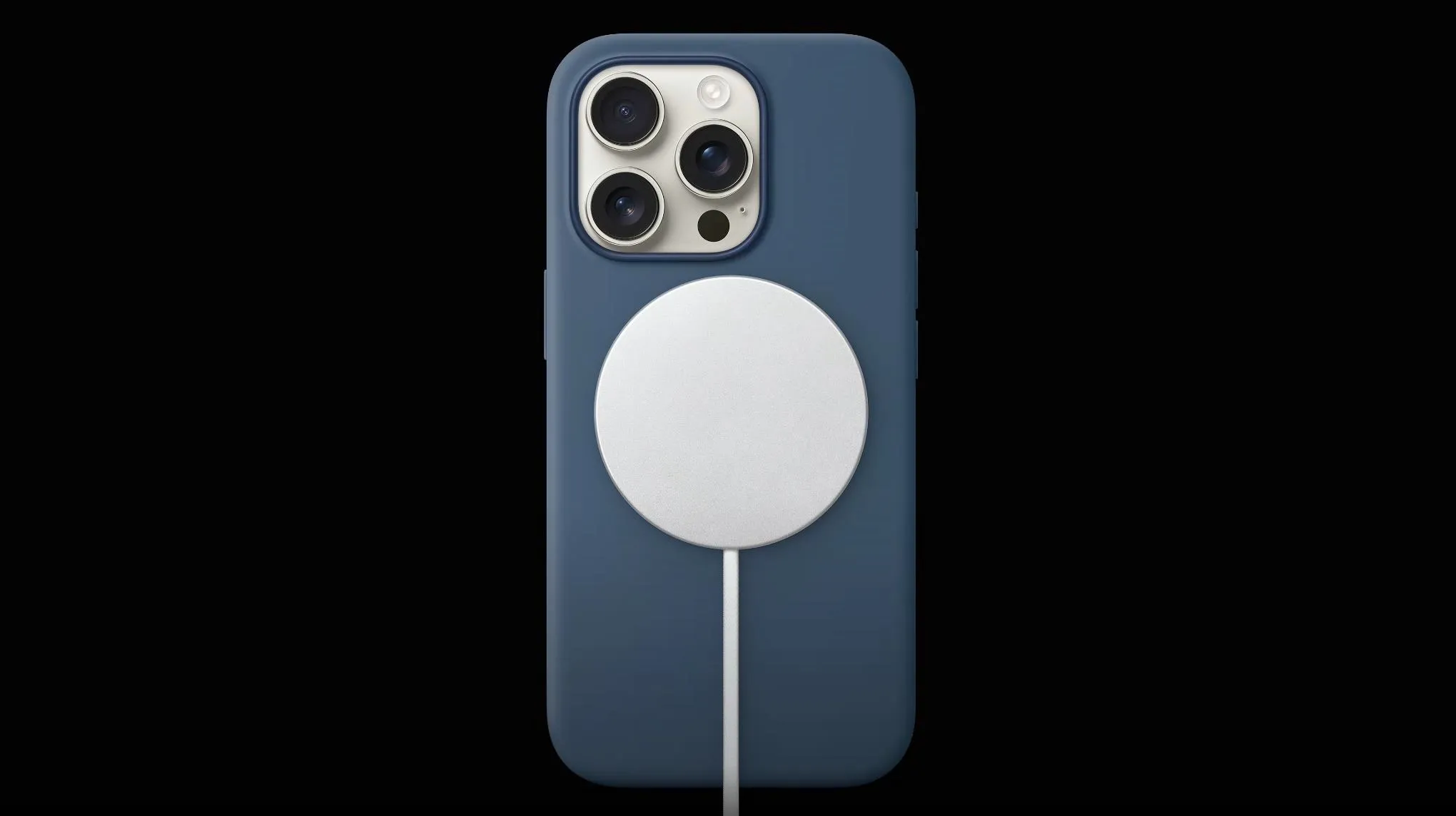 MagSafe charger attached to a smartphone case.