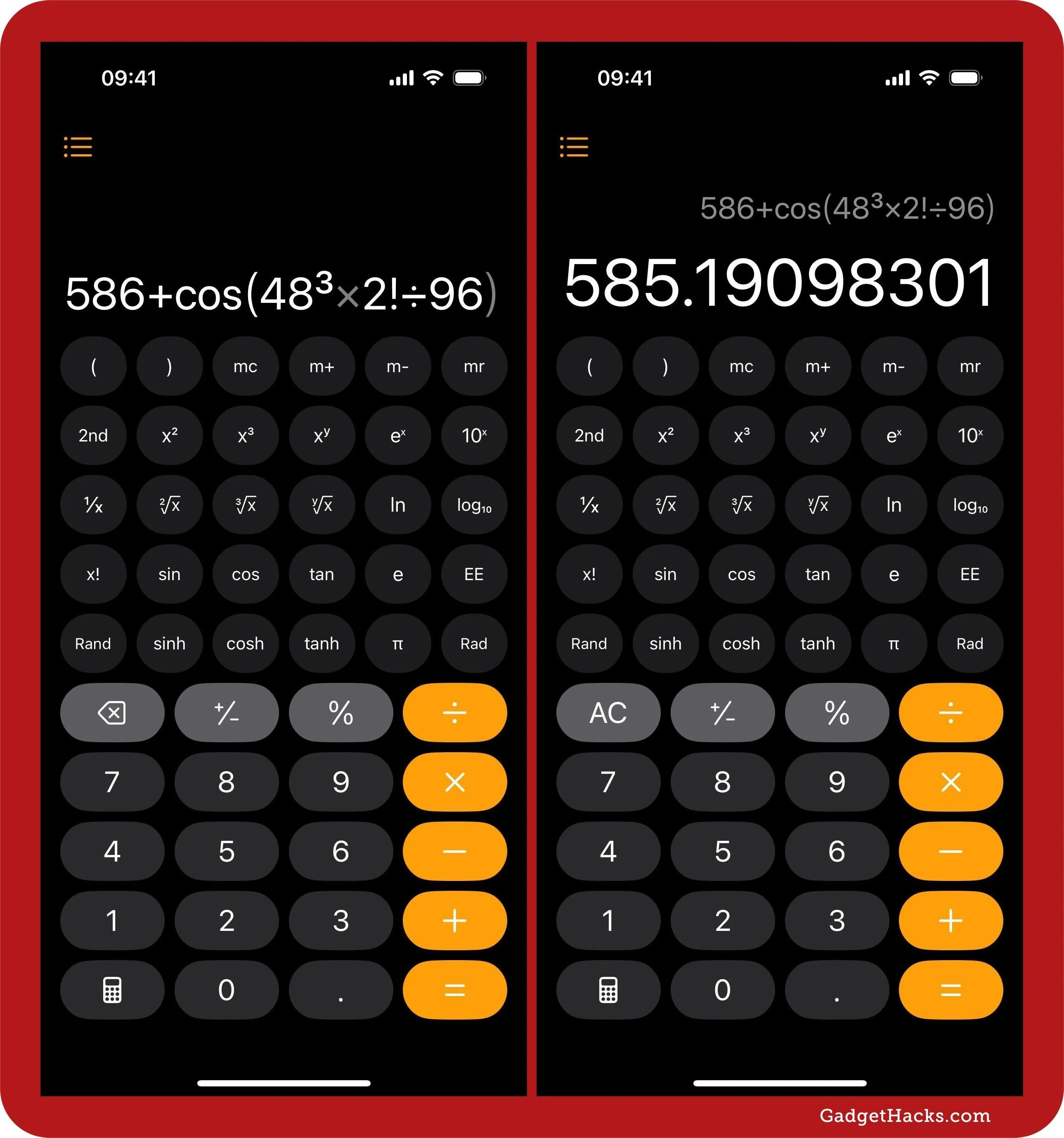 Calculator screen displaying mathematical calculations.