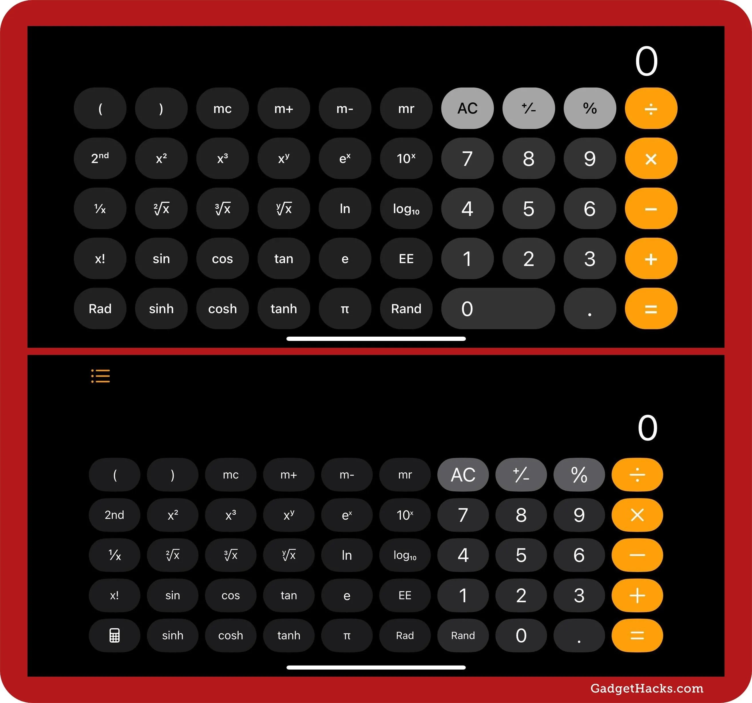 Calculator interface showing numeric and operation keys.