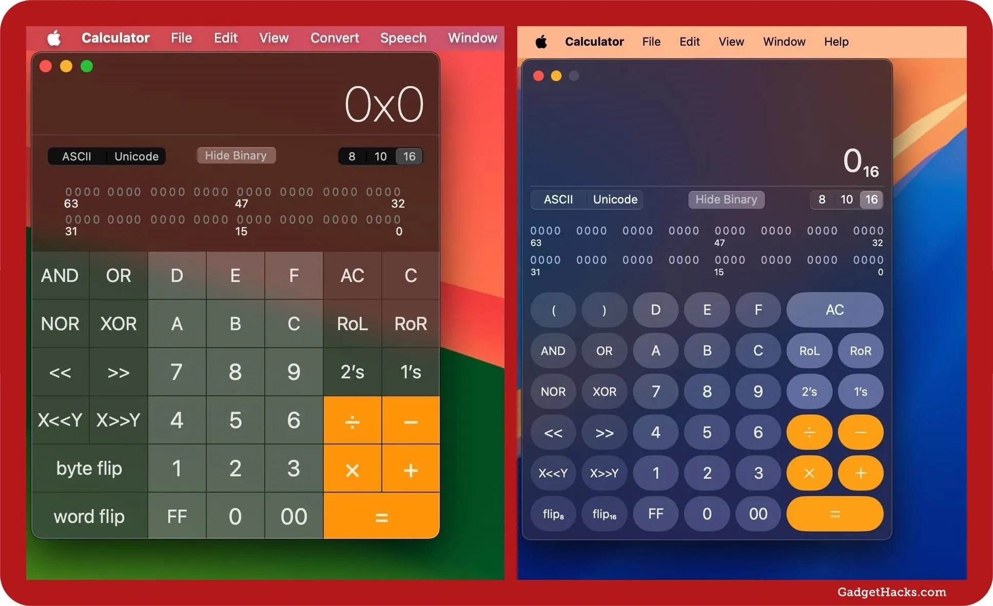 Calculator applications displayed on a computer screen.