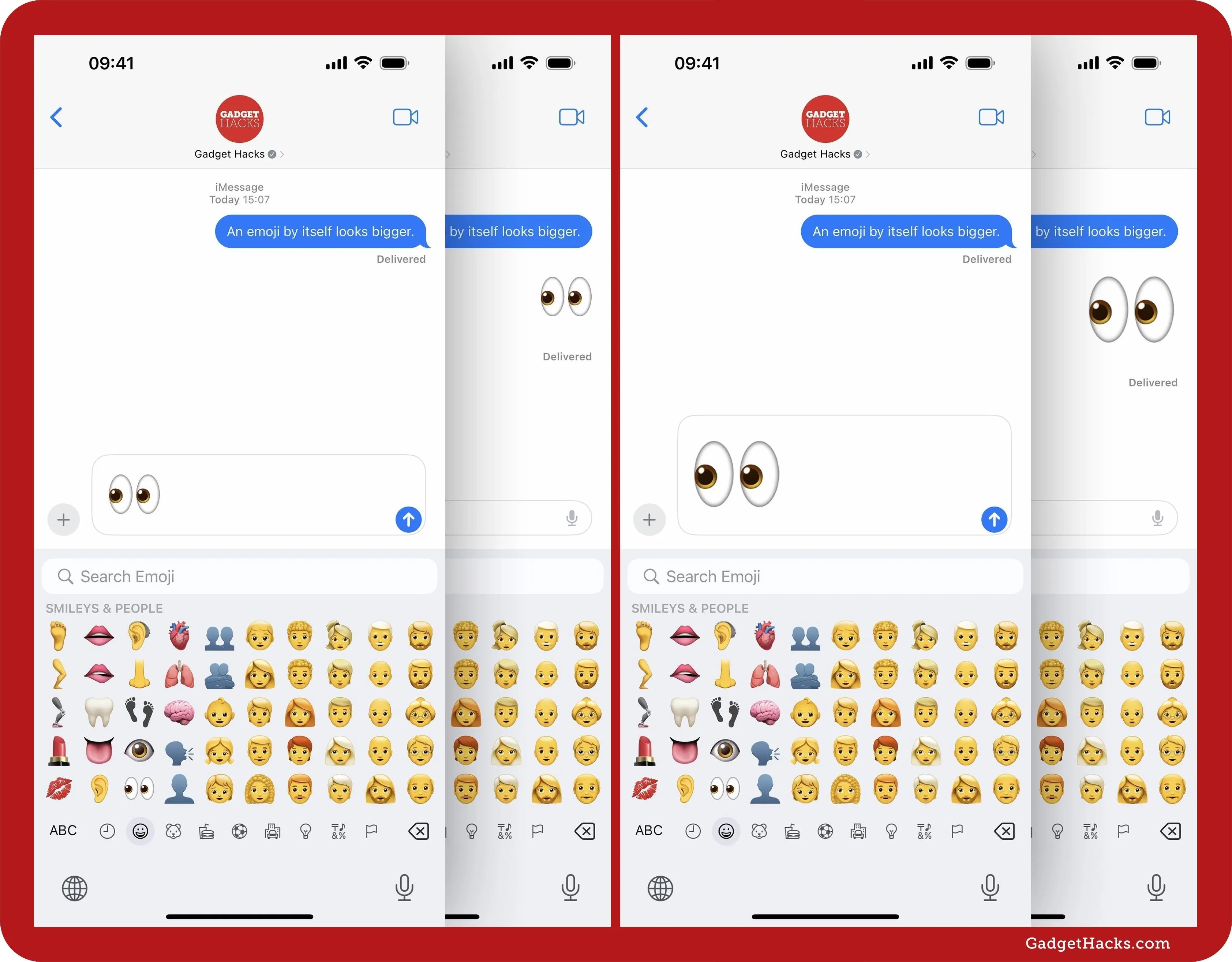 Screenshot of a messaging app displaying multiple chat bubbles with emoji reactions.