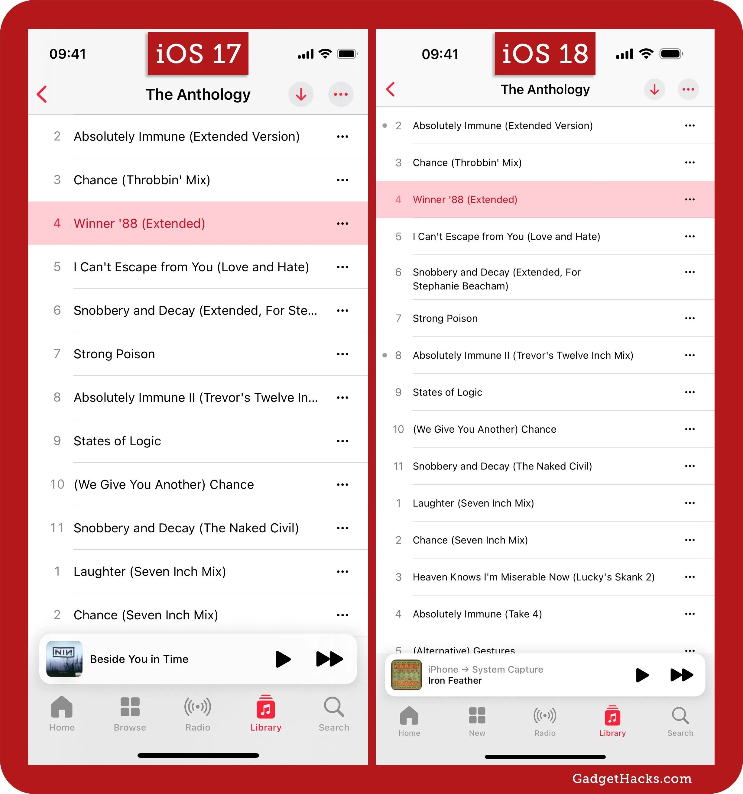 Album playlist screen for "The Anthology" on a mobile device.