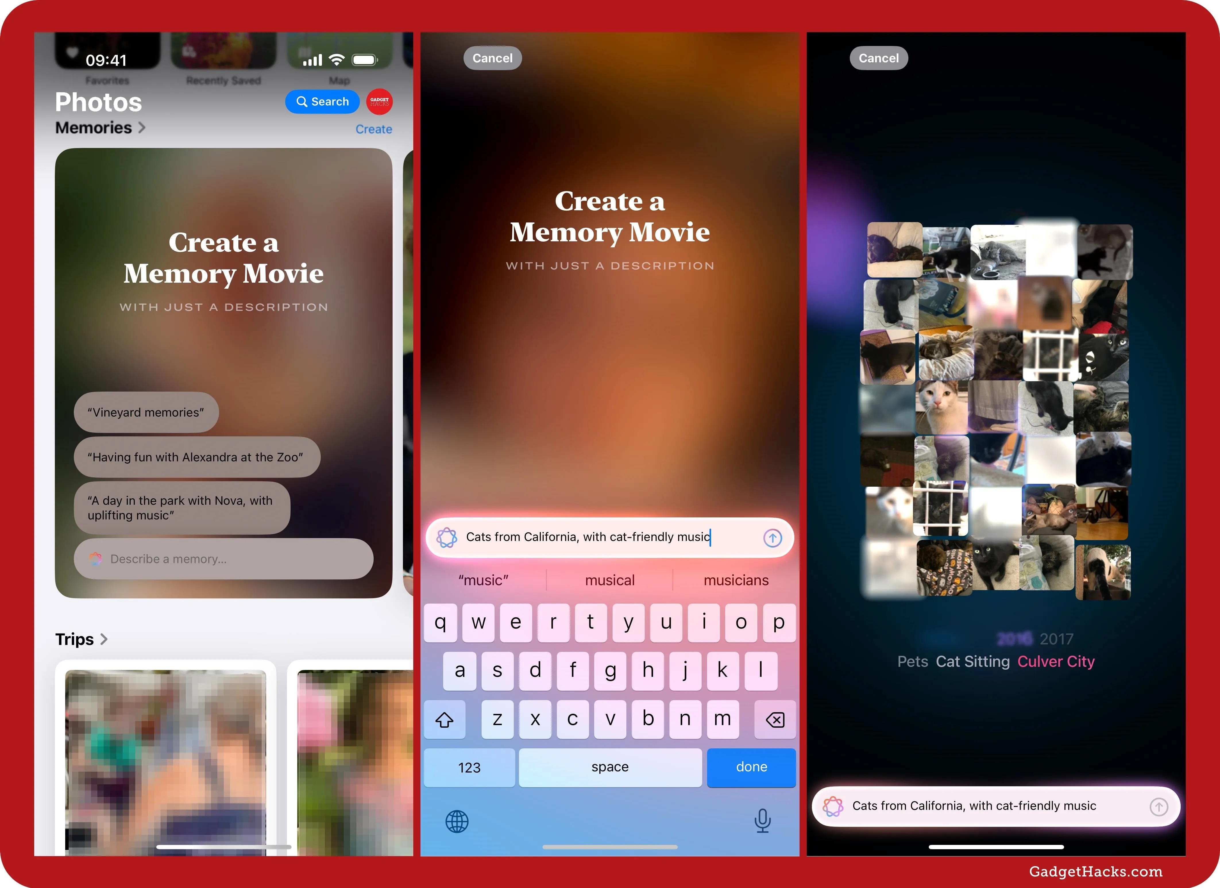 Create a memory movie using photos from your device.