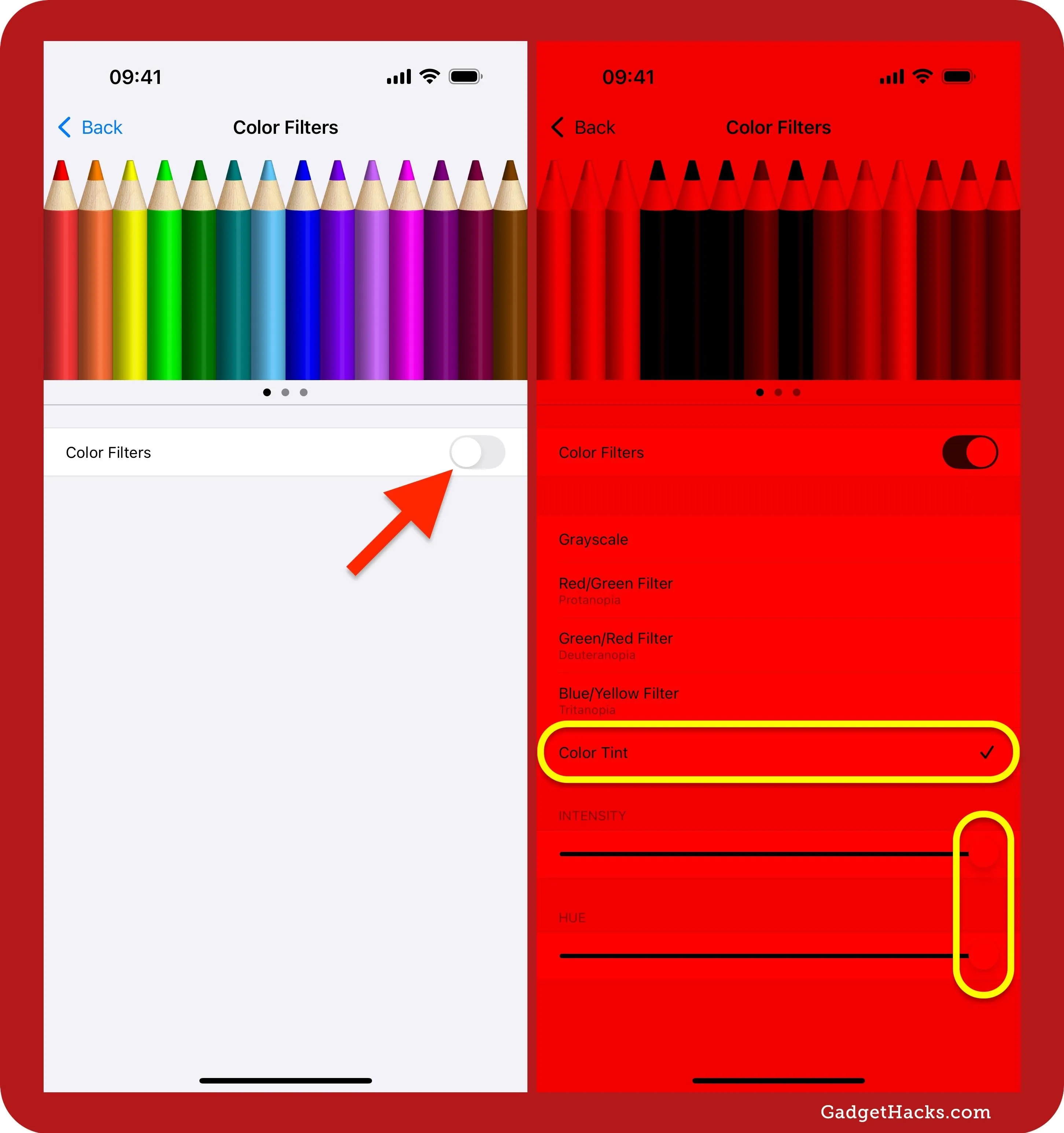 Color selection tool on a mobile device displaying various color options and settings.