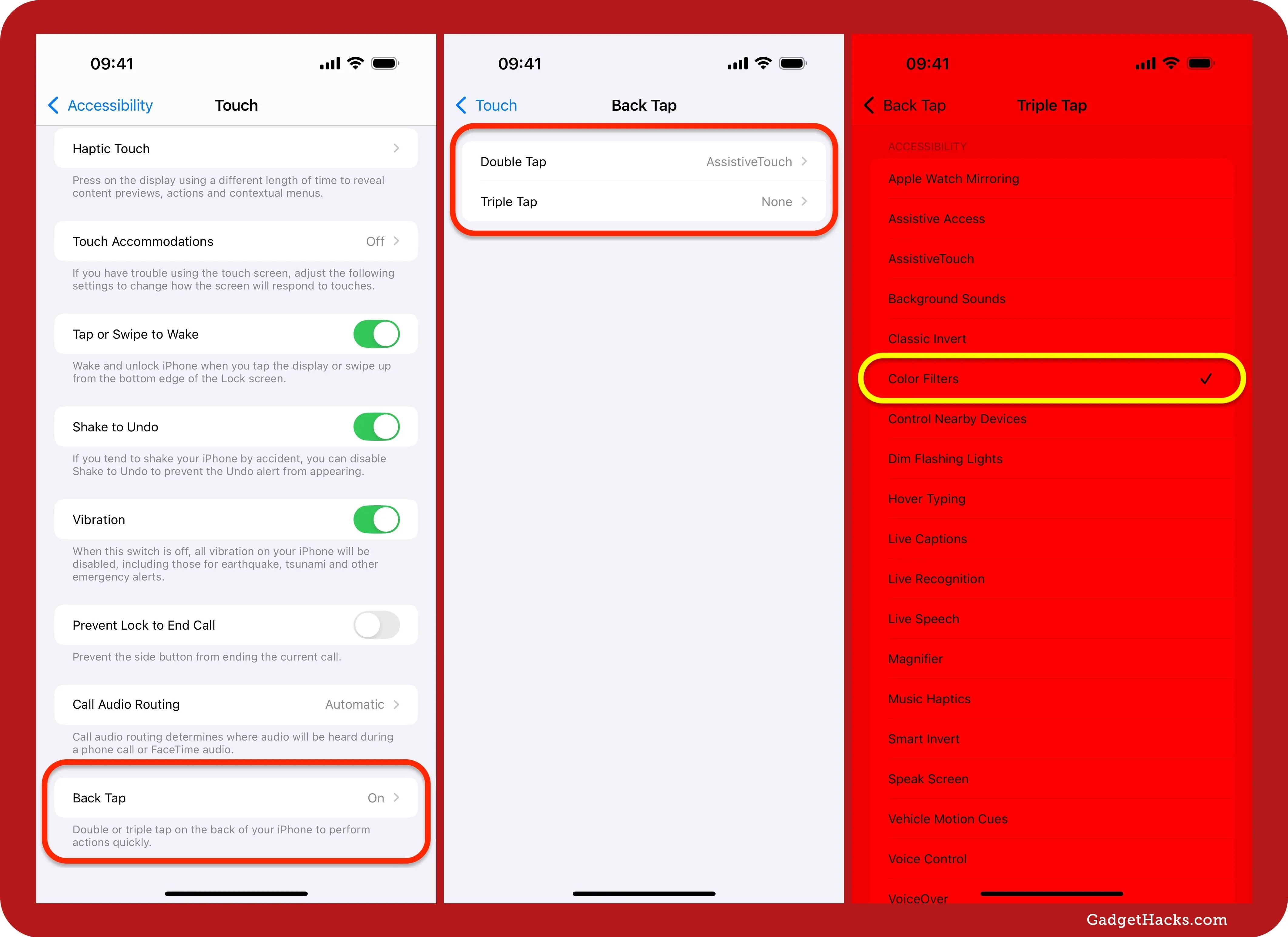 Mobile app settings interface showing options for accessibility features and tag settings.