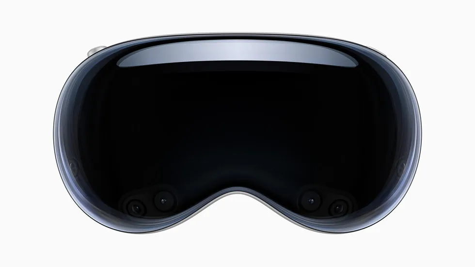 A frontal view of the Apple Vision Pro.