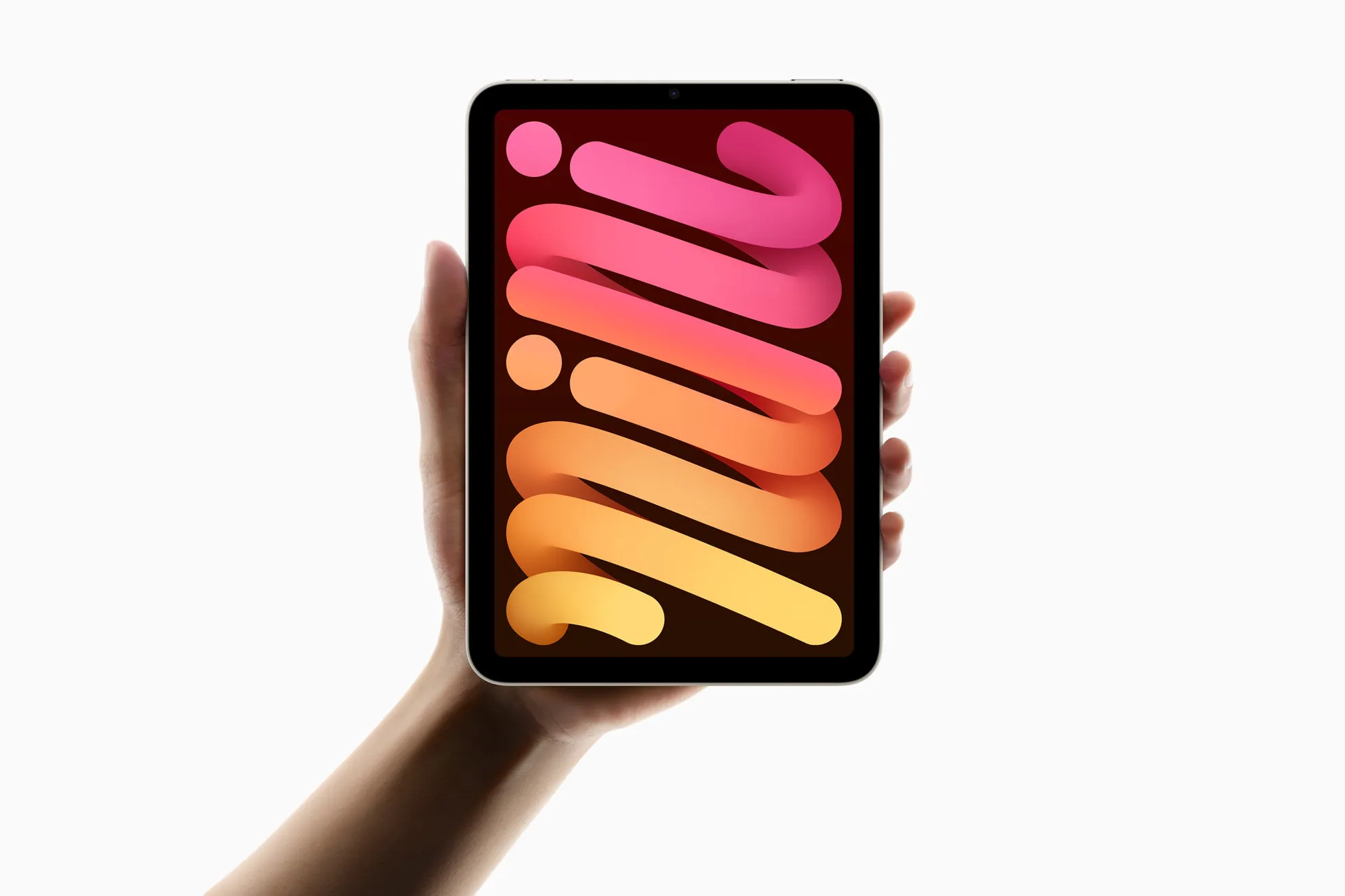 Apple iPad mini (A17 Pro) held in one hand, showing its compact design and colorful display ahead of the rumored iPad mini 8 launch