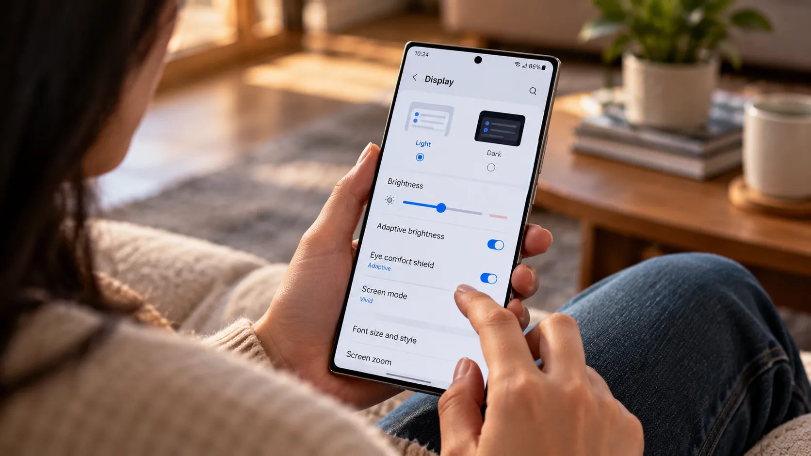 Cozy Smartphone Display Settings Moment.png