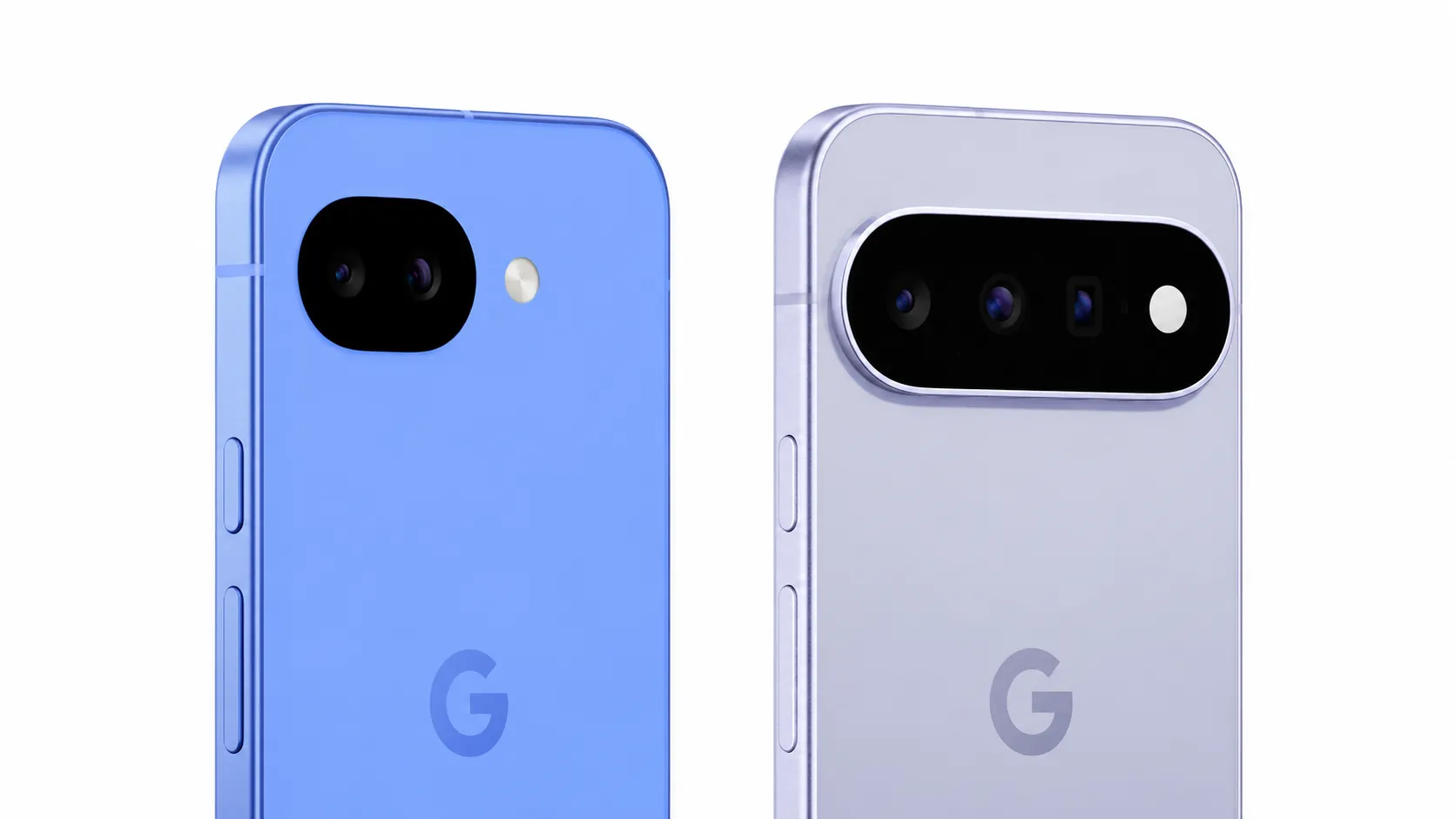 Two modern smartphones displayed side by side on a light surface.