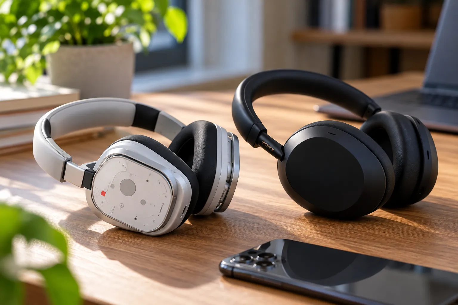 Premium Headphones on a Sunlit Desk.png