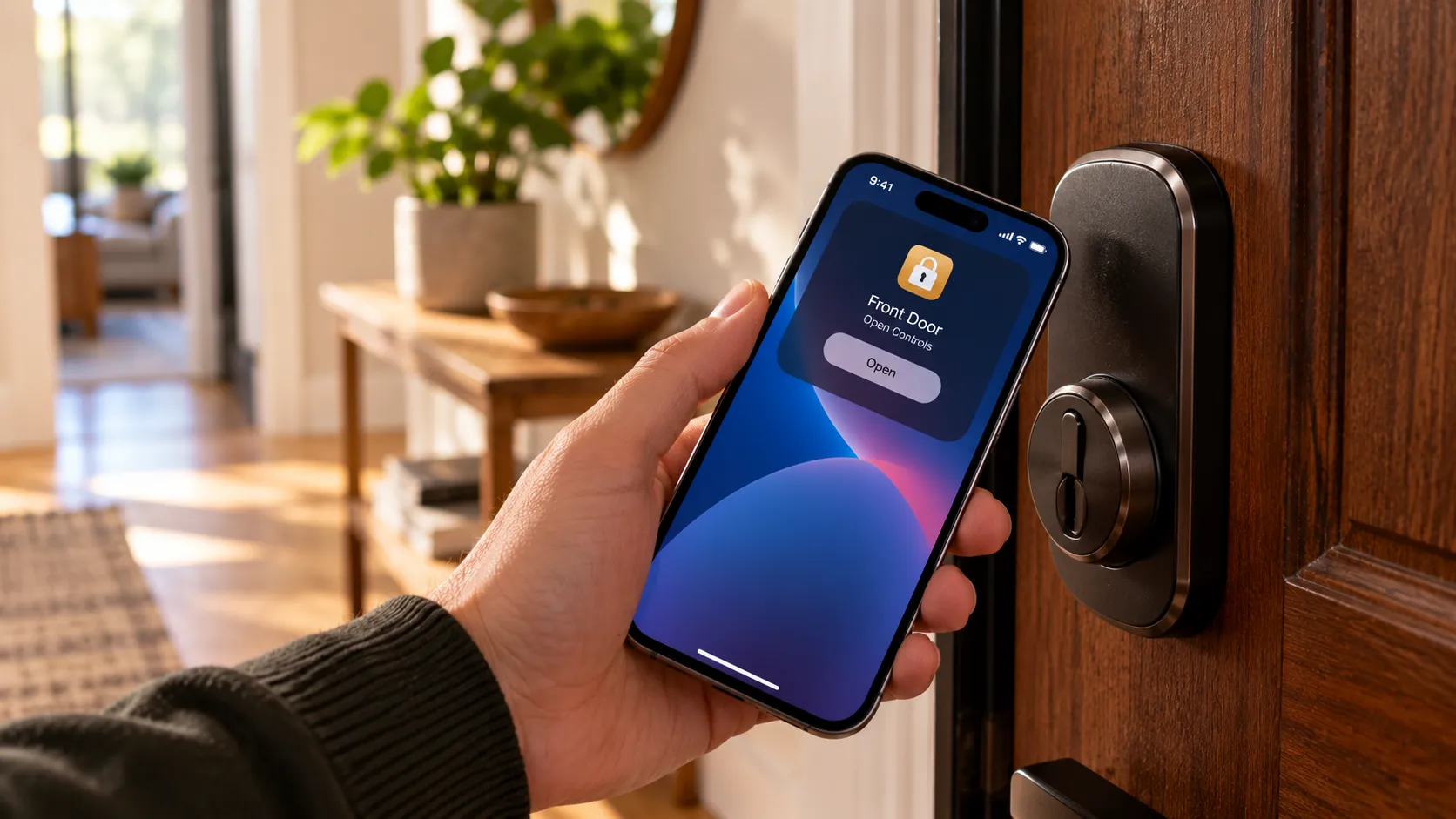 Smartphone Unlocking a Modern Front Door.png
