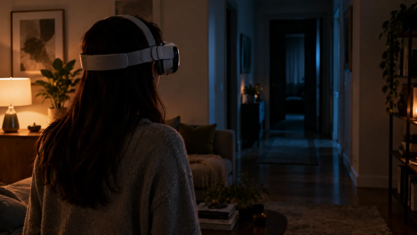 VR Headset in a Moody Hallway.png