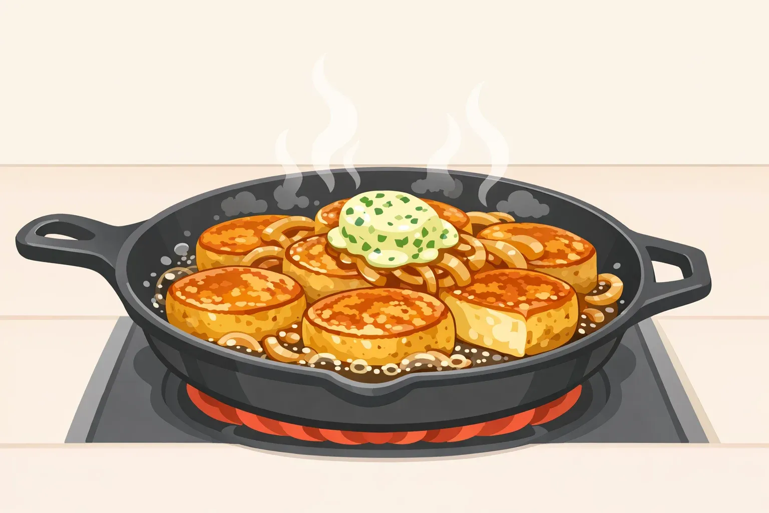 Cooking spaghetti in boiling water.