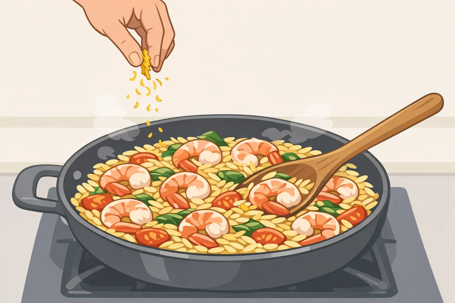 Cooking spaghetti in boiling water.