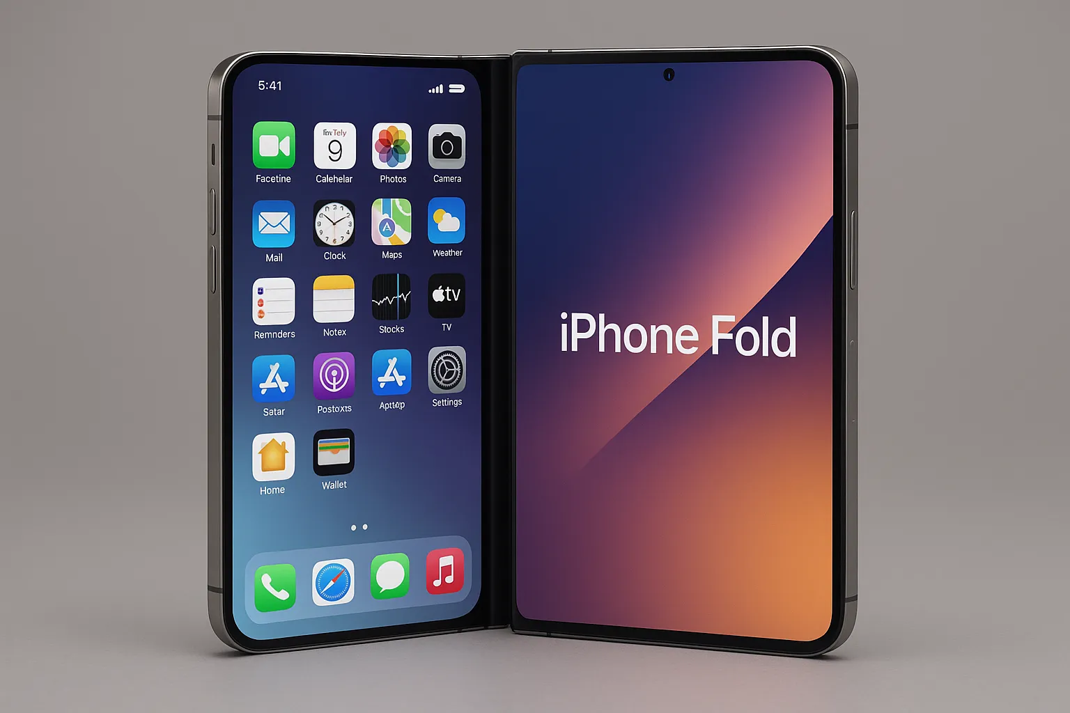 An concept image of what a foldable iphone could look like.