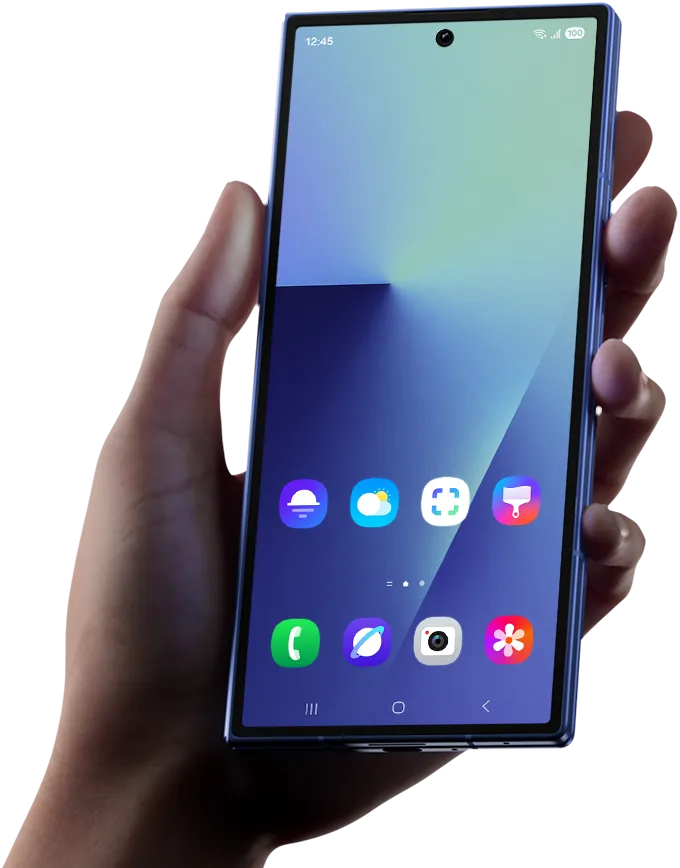 Samsung Galaxy Z Fold7 folded in a hand with the cover screen on