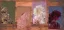 Floral arrangements on textured backgrounds.
