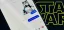 Close-up of iPhone Messages conversation showing inline Stormtrooper sticker in one blue bubble, inline Grogu sticker in another against a partial Star Wars logo backdrop.